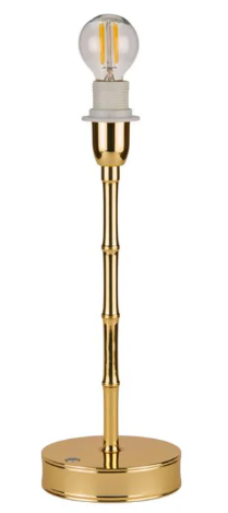 Bamboo Matte Gold 12" Lamp with Periwinkle Shade
