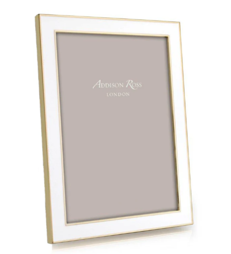 Gold Trim and White Enamel Frame 4 x 6