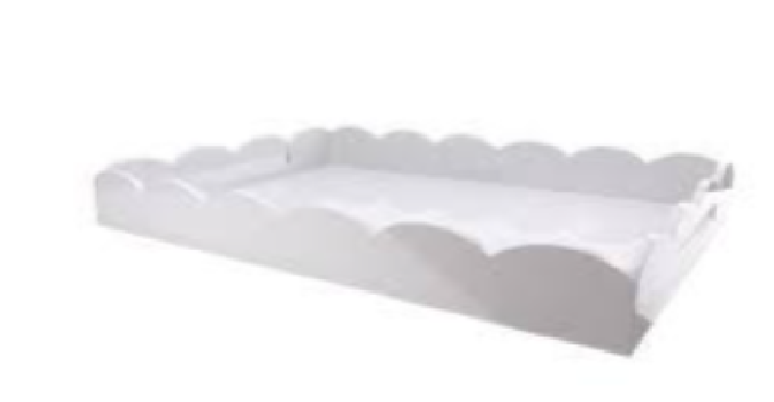 Large White Scalloped Edge Tray