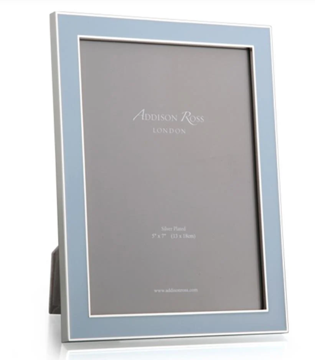 Silver Trim Powder Blue Enamel Picture Frame