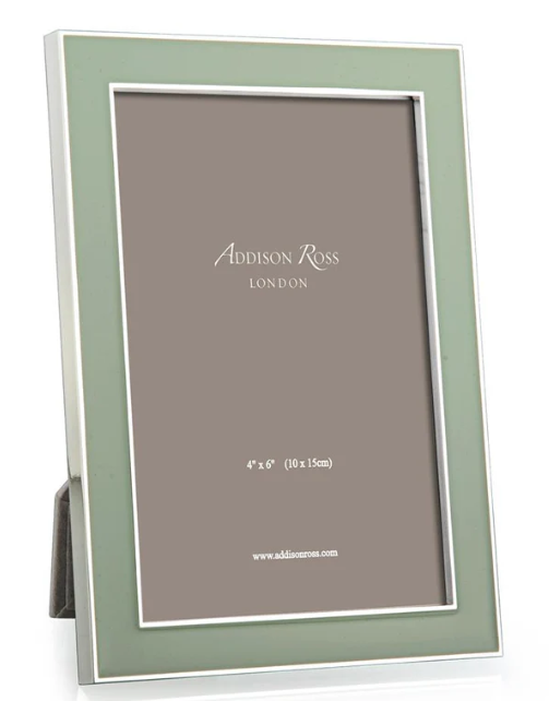 Silver Trim Sage Enamel Picture Frame 5 x 7