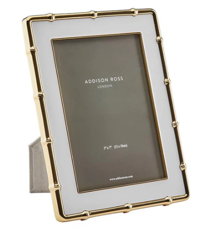Bamboo White and Gold Enamel Frame 5 x 7