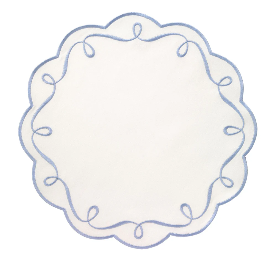 Ribbon Twirl Ice Blue Placemat Set