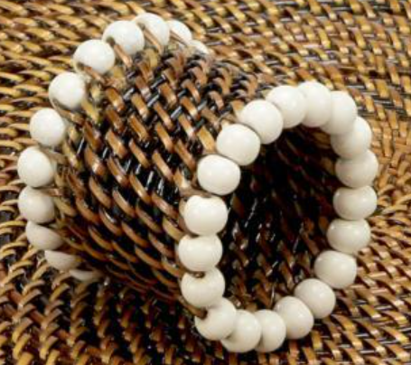 Round Napkin Ring Set-White Beads