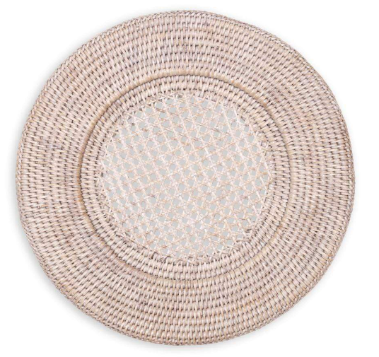 Rattan Round White Charger