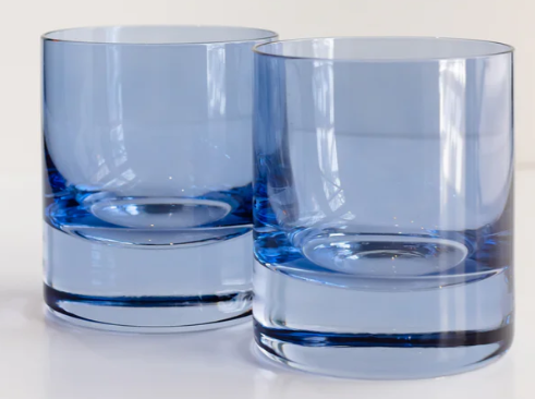 Colored Rocks Glass Cobalt Blue Set