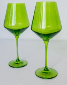 Colored Wine Forest Green Stemware