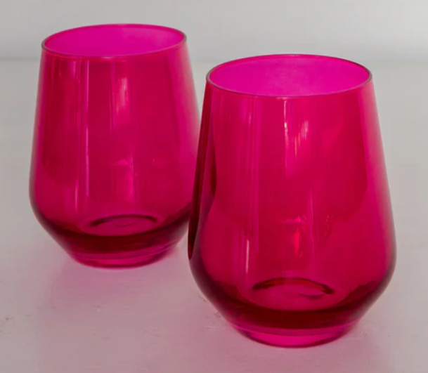 Colored Stemless Wine Fuschia Set of 2