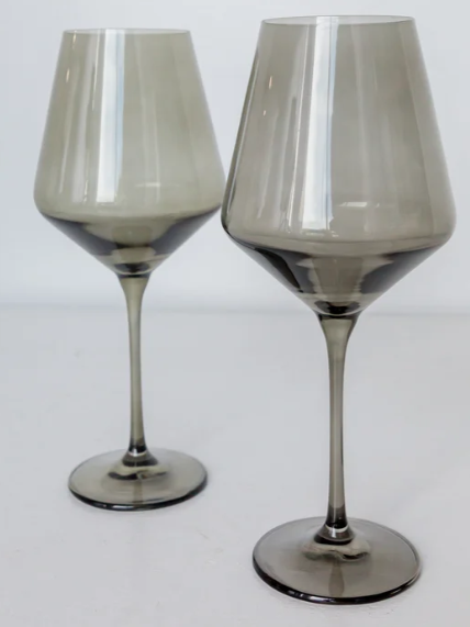 Colored Wine Gray Smoke Stemware Set of 2