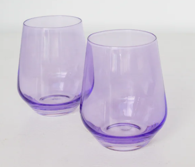 Colored Stemless Lavender Wine Set of 2