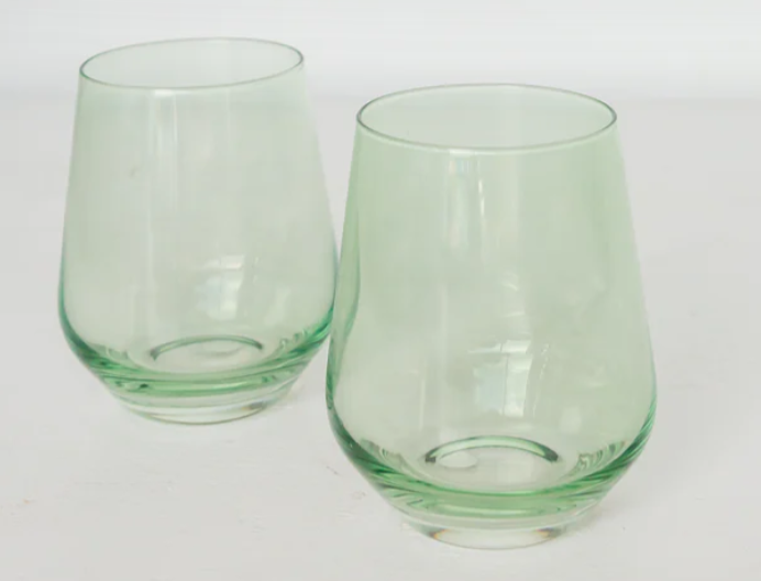 Colored Stemless Mint Wine Set of 2