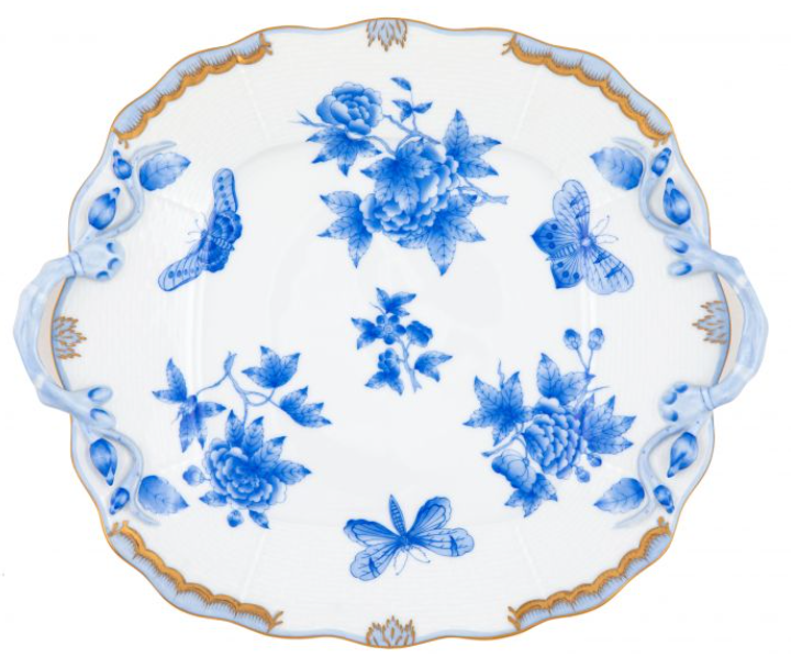 Fortuna Square Cake Plate With Handles