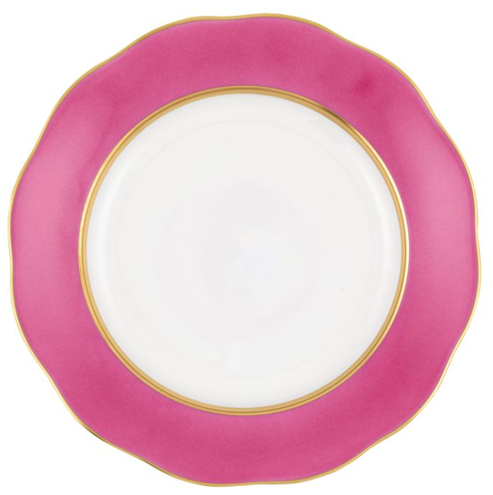 Silk Ribbon Pink Raspberry Dessert Plate