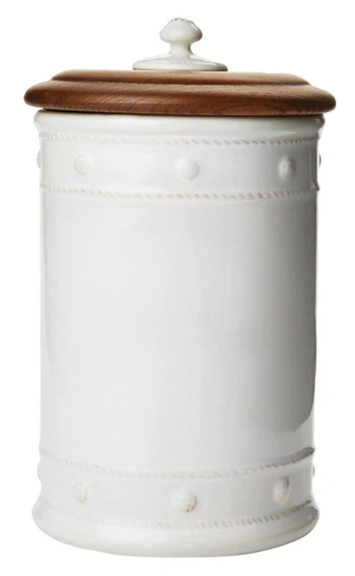 Berry and Thread Medium Canister with Wooden Lid