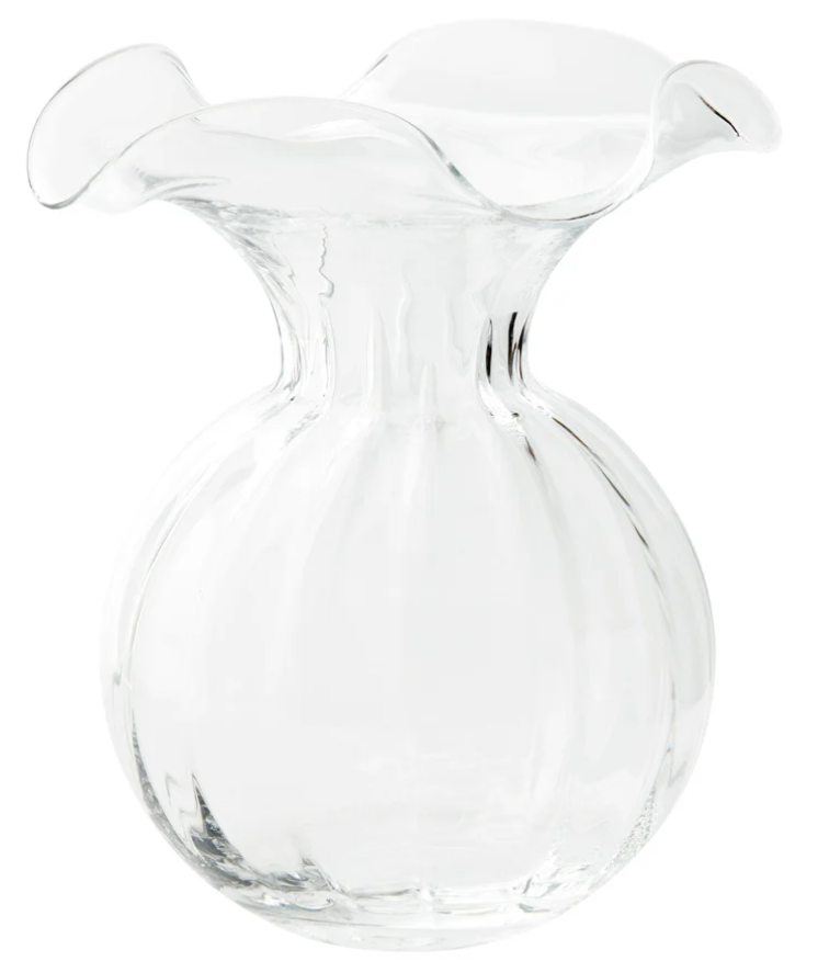 Hibiscus Glass Clear Large Fluted Vase