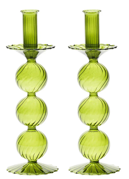 Iris Tall Olive Candle Holder Set