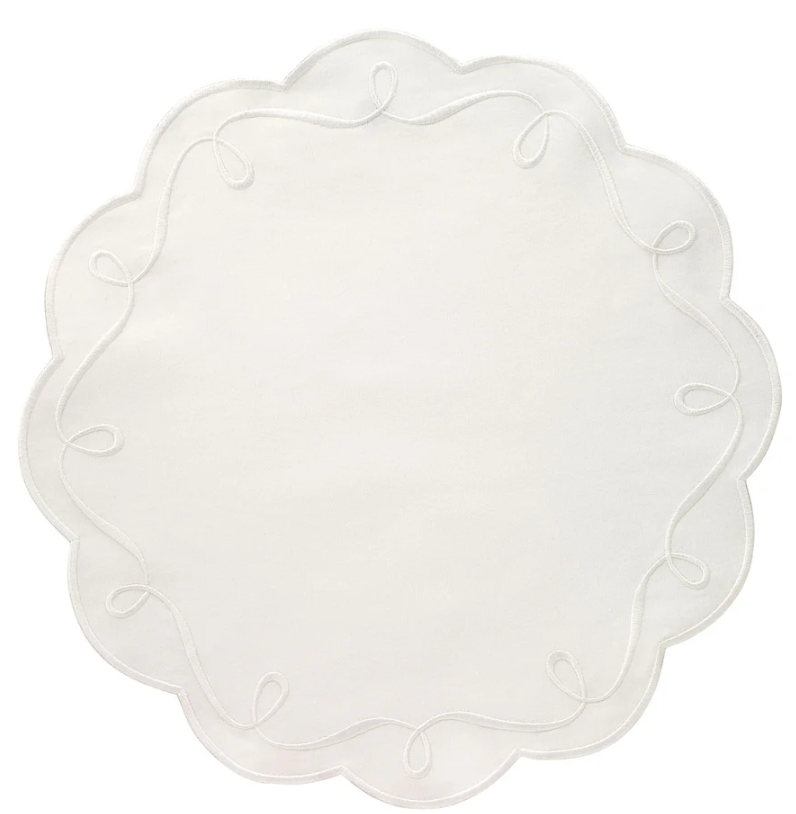 Ribbon Twirl White Placemat Set