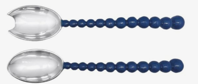 Pearled Blue Salad Servers
