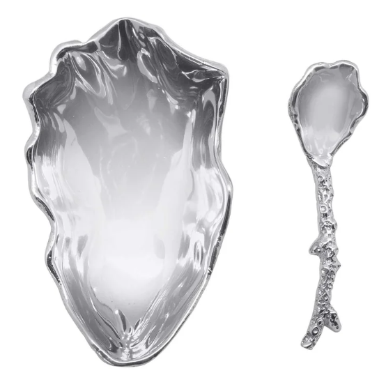 Seaside Oyster Dish with Coral Spoon Set