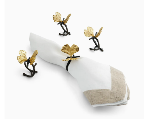 Butterfly Ginkgo Napkin Ring Set