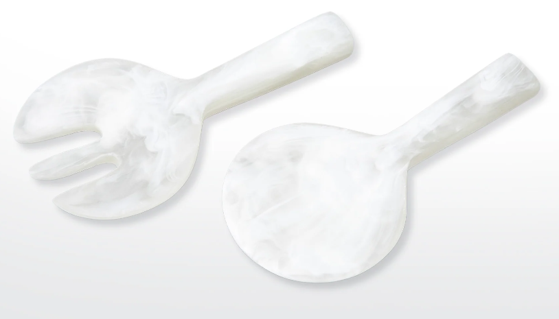 White Swirl Short Handle Server Set