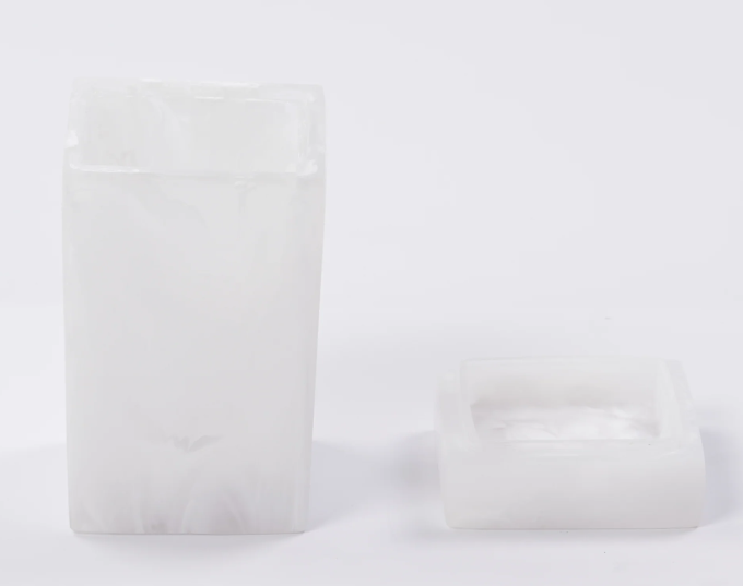 Small Square Lidded Box White Swirl