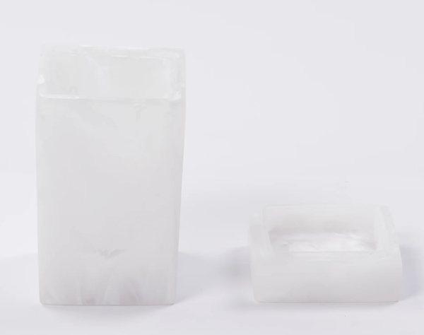 Small Square Lidded Box White Swirl