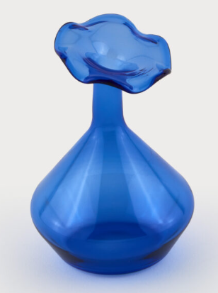 Glass Vase Angled Neck Blue