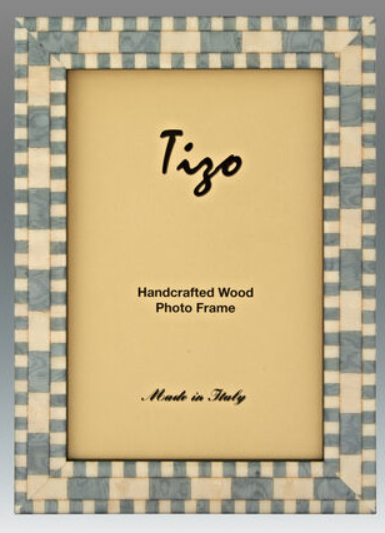 Handcrafted Wood Check Frame: Blue