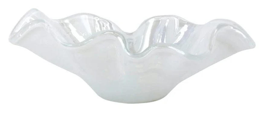 Onda White Glass Large Bowl