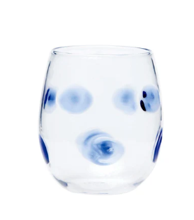 Drop Stemless Blue Wine Glass
