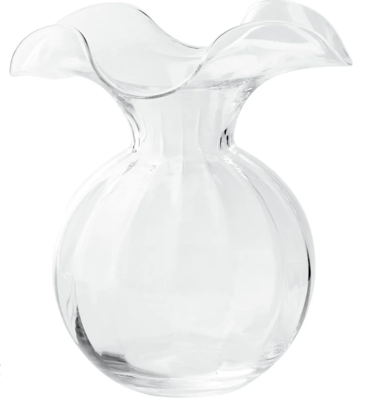 Hibiscus Glass Clear Medium Fluted Vase