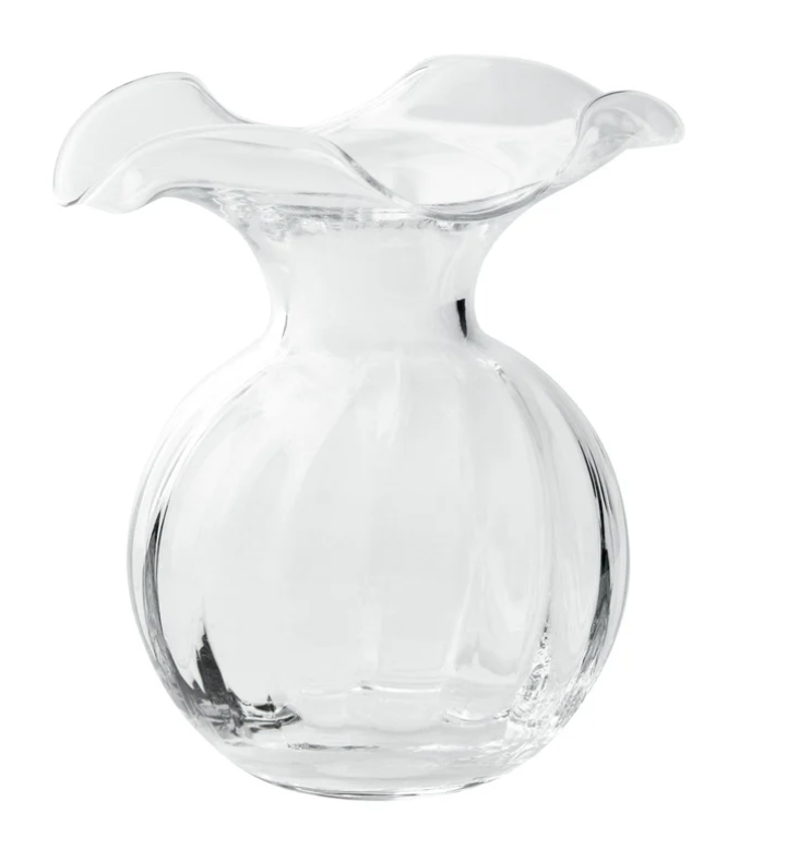 Hibiscus Glass Clear Small Fluted Vase