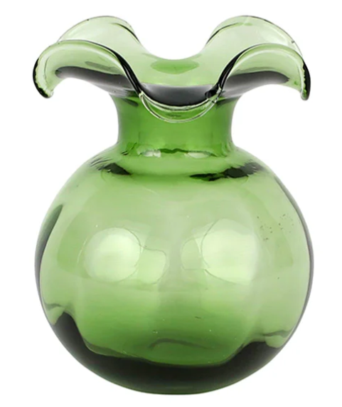 Hibiscus Glass Dark Green Bud Vase