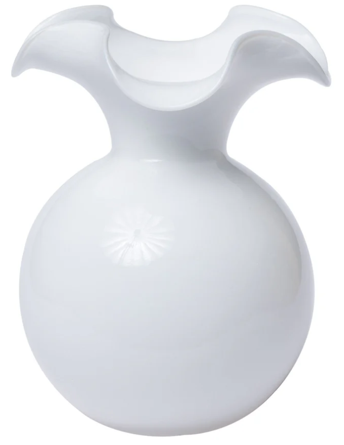 Hibiscus Glass White Large Fluted Vase