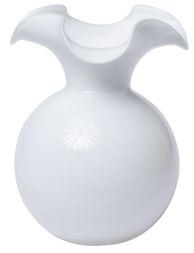 Hibiscus Glass White Medium Fluted Vase