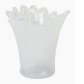 Onda Glass White Short Vase : 7"