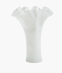 Onda Glass White Short Vase