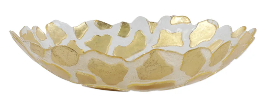 Rufolo Glass Gold Giraffe Medium Shallow Bowl