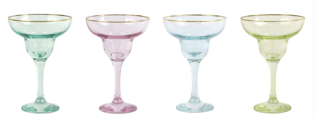 Rainbow Assorted Margarita Glass Set