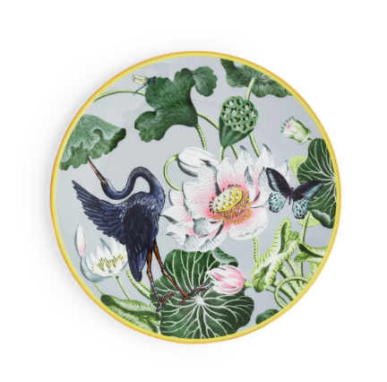 Wonderlust Waterlily Grey Dessert Plate